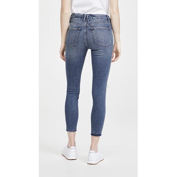 NWT Good American Good Legs Crop Skinny Jeans Womens 2/26 Distressed Stretch - Picture 2 of 9
